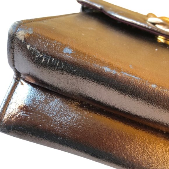 Vintage Vegan Framed Handbag Faux Leather Metal Handle AS IS - Picture 10 of 12